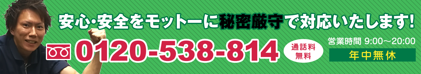 クリーンワークスは安心・安全をモットーに秘密厳守で対応いたします！TEL 0120-538-814